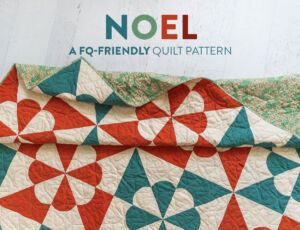 The Noel quilt pattern is a modern, simplified twist on the traditional hearts and gizzards quilt.