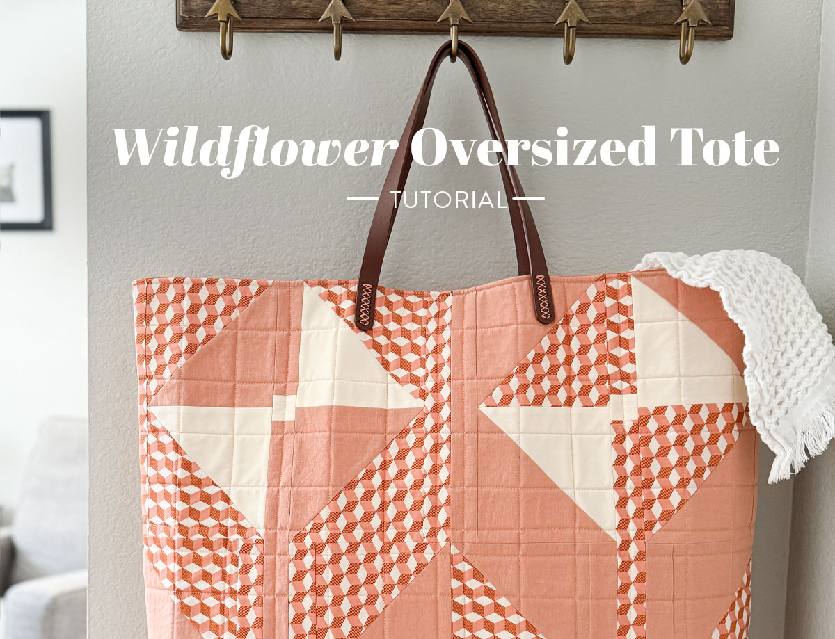Carry everything you need with this oversized tote tutorial that uses the Wildflower quilt block. It's stylish and functional! suzyquilts.com