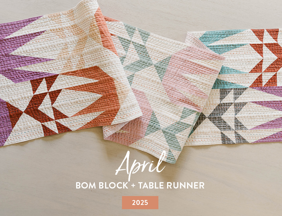 April 2025 BOM Block and Table Runner Tutorials for The Cutting Table. #thecuttingtable #suzyquilts