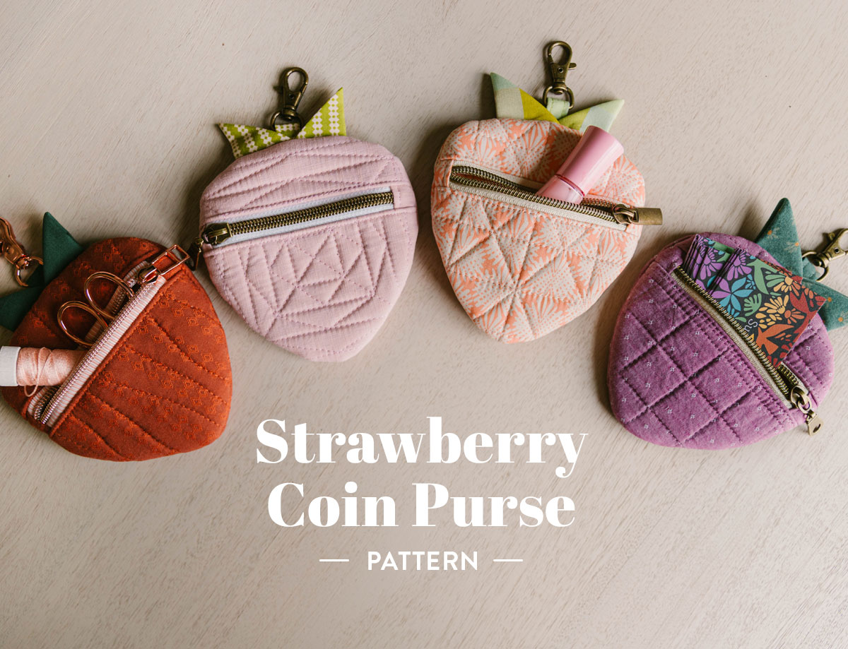 Strawberry Coin Purse Pattern for The Cutting Table. #thecuttingtable #suzyquilts