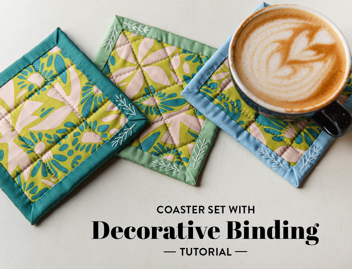 Coaster Set with Decorative Binding Tutorial for The Cutting Table. #thecuttingtable #suzyquilts