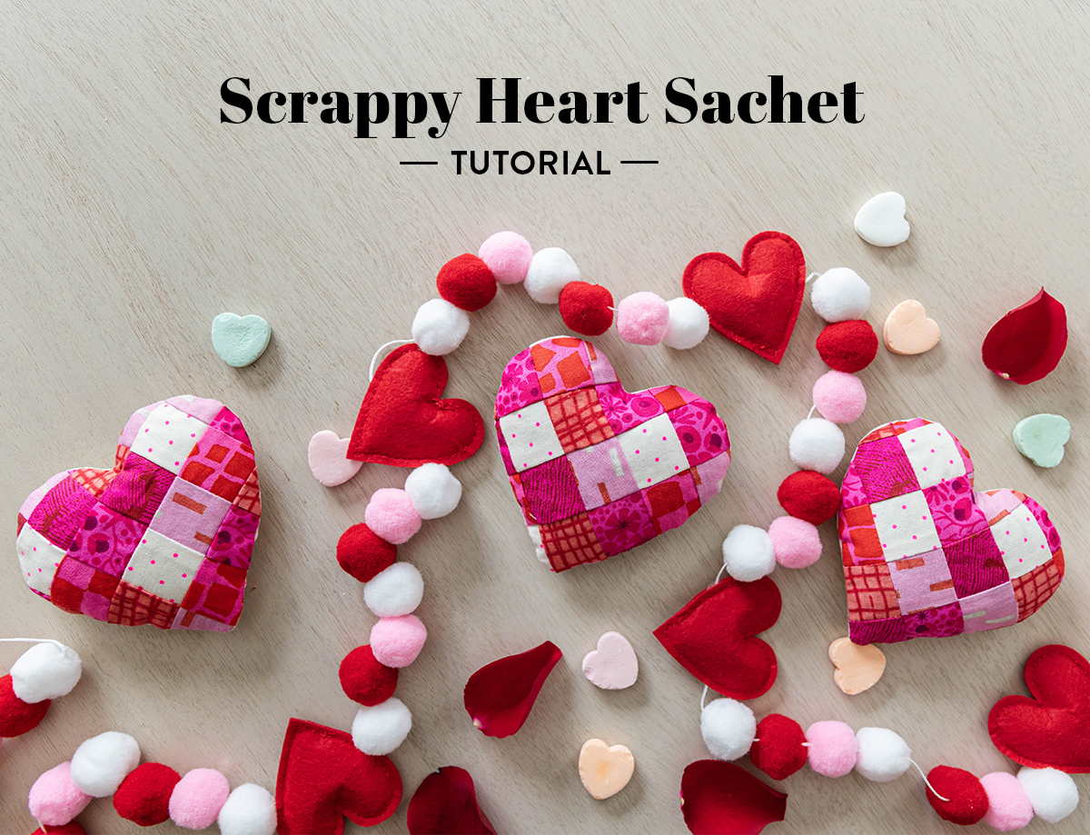 Scrappy Heart Sachet Tutorial for The Cutting Table. #thecuttingtable #suzyquilts